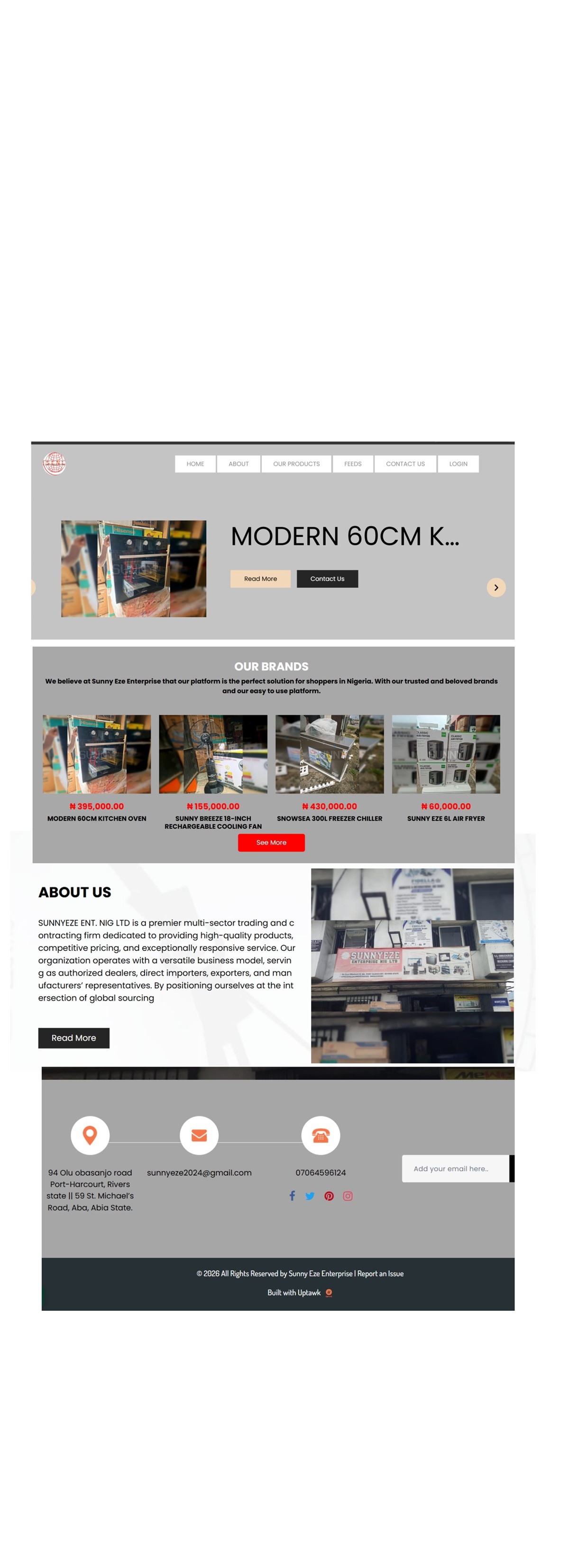 Sunny Eze Enterprise � built with Uptawk